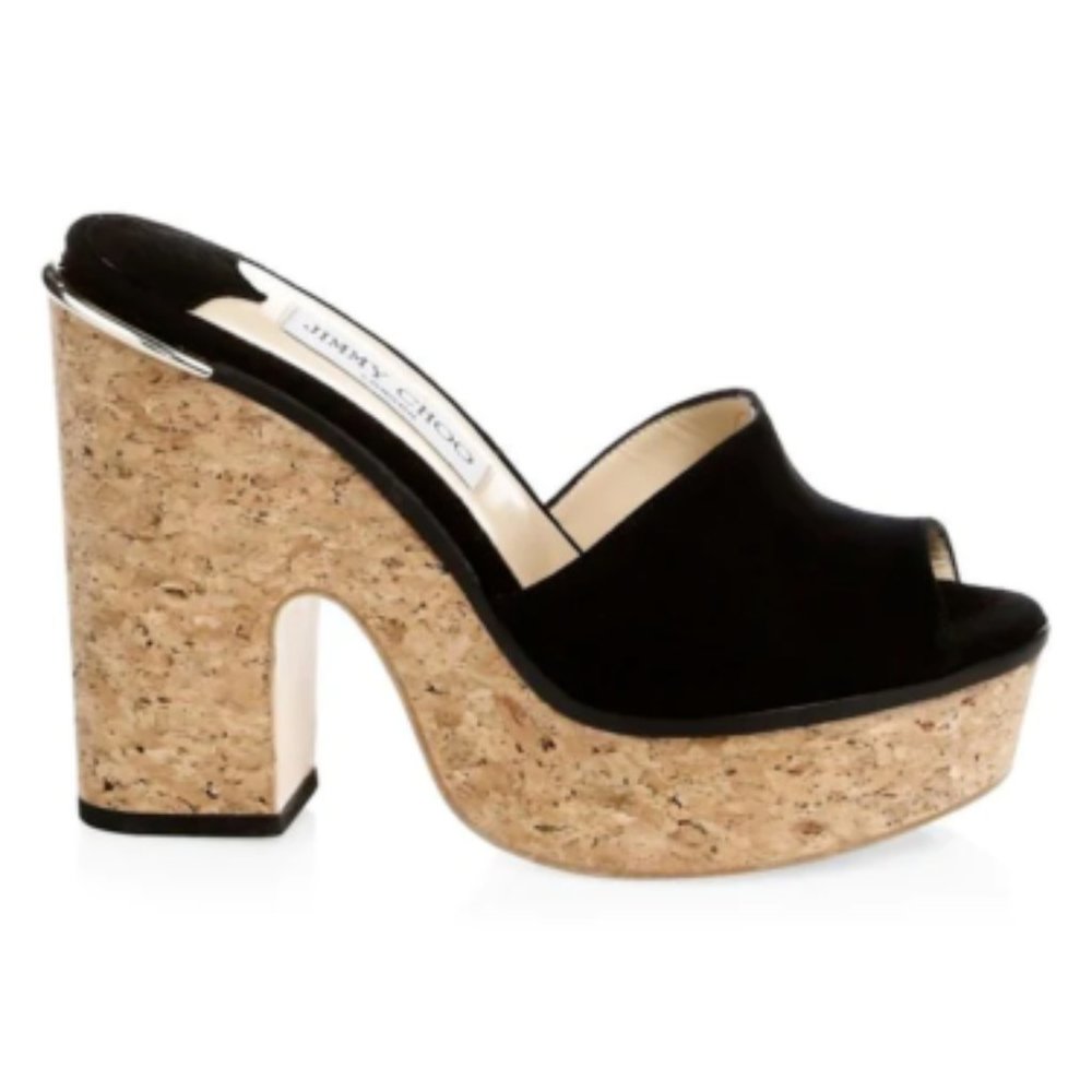 Jimmy Choo DeeDee Suede Platform Mules Sandals - Picture 2 of 5